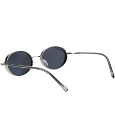 Mens Oval Round Retro Ironic Dad Shade Luxury Sunglasses - Silver Black - CR18T322LGQ $11.37 Round