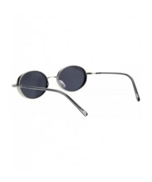 Mens Oval Round Retro Ironic Dad Shade Luxury Sunglasses - Silver Black - CR18T322LGQ $11.37 Round