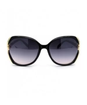 Womens Leopard Jewel Emblem Hinge Butterfly Sunglasses - Black Gold Smoke - CP196WXTEYC $9.22 Butterfly