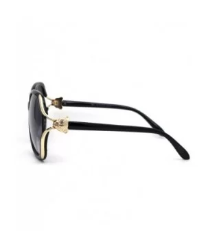 Womens Leopard Jewel Emblem Hinge Butterfly Sunglasses - Black Gold Smoke - CP196WXTEYC $9.22 Butterfly