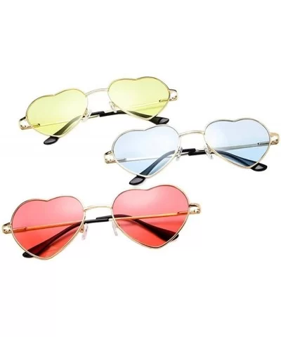 Heart Shaped Sunglasses Women Metal Frame Reflective Lens Sun Protection Tea - Pink - C118YQWDZXQ $5.07 Aviator