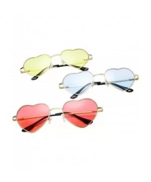 Heart Shaped Sunglasses Women Metal Frame Reflective Lens Sun Protection Tea - Pink - C118YQWDZXQ $5.07 Aviator