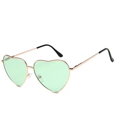 Heart Shaped Sunglasses Women Metal Frame Reflective Lens Sun Protection Tea - Pink - C118YQWDZXQ $5.07 Aviator