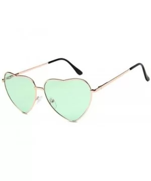 Heart Shaped Sunglasses Women Metal Frame Reflective Lens Sun Protection Tea - Pink - C118YQWDZXQ $5.07 Aviator