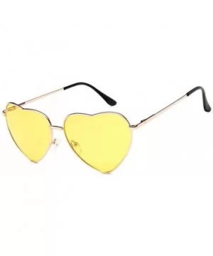 Heart Shaped Sunglasses Women Metal Frame Reflective Lens Sun Protection Tea - Pink - C118YQWDZXQ $5.07 Aviator