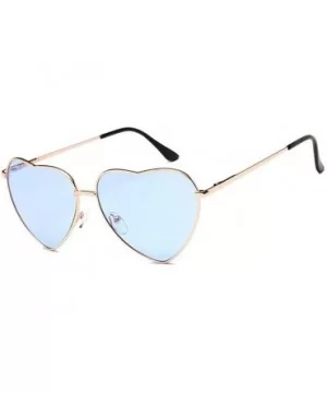 Heart Shaped Sunglasses Women Metal Frame Reflective Lens Sun Protection Tea - Pink - C118YQWDZXQ $5.07 Aviator