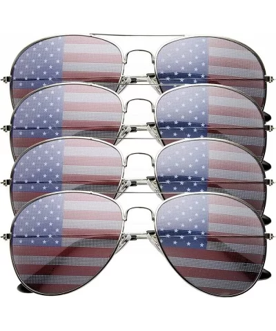 4 PACK Mens Bulk USA American Flag Aviator Sunglasses - CI17Z3GGH7M $15.10 Aviator