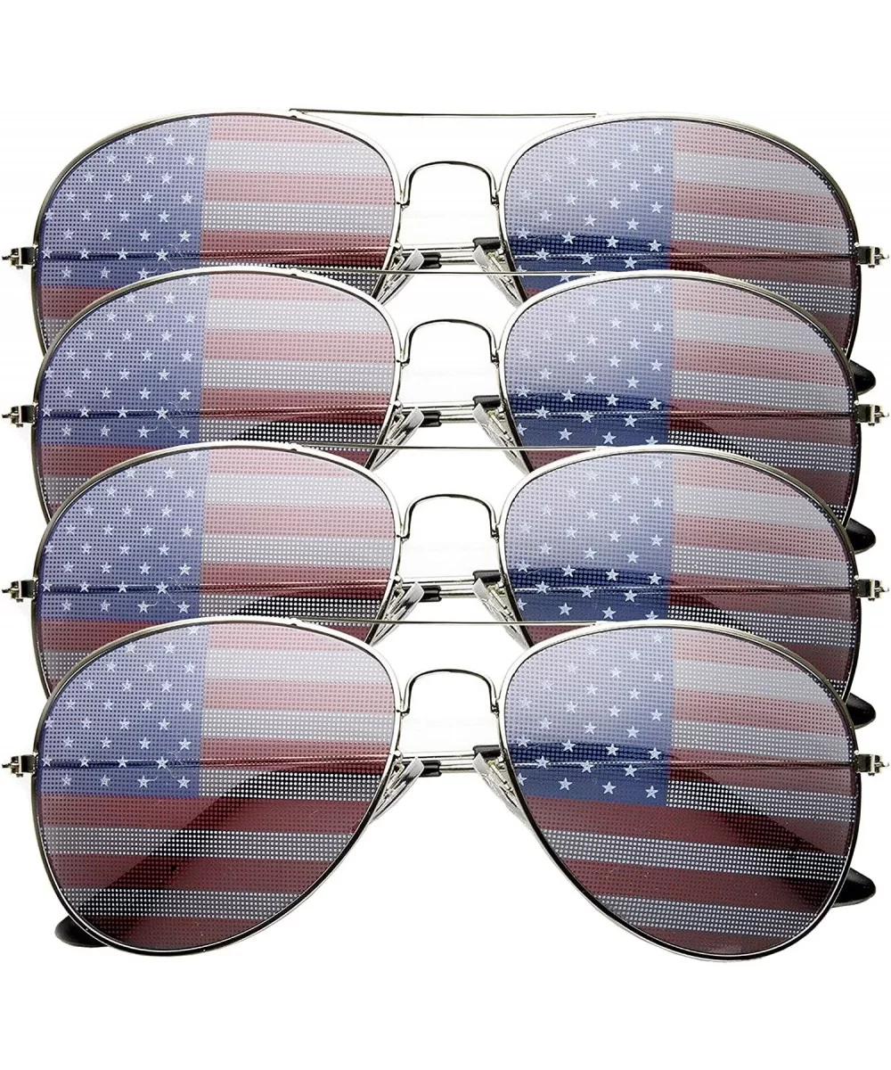 4 PACK Mens Bulk USA American Flag Aviator Sunglasses - CI17Z3GGH7M $15.10 Aviator