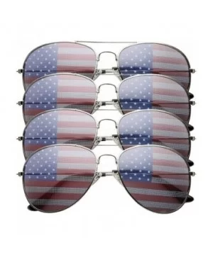 4 PACK Mens Bulk USA American Flag Aviator Sunglasses - CI17Z3GGH7M $15.10 Aviator