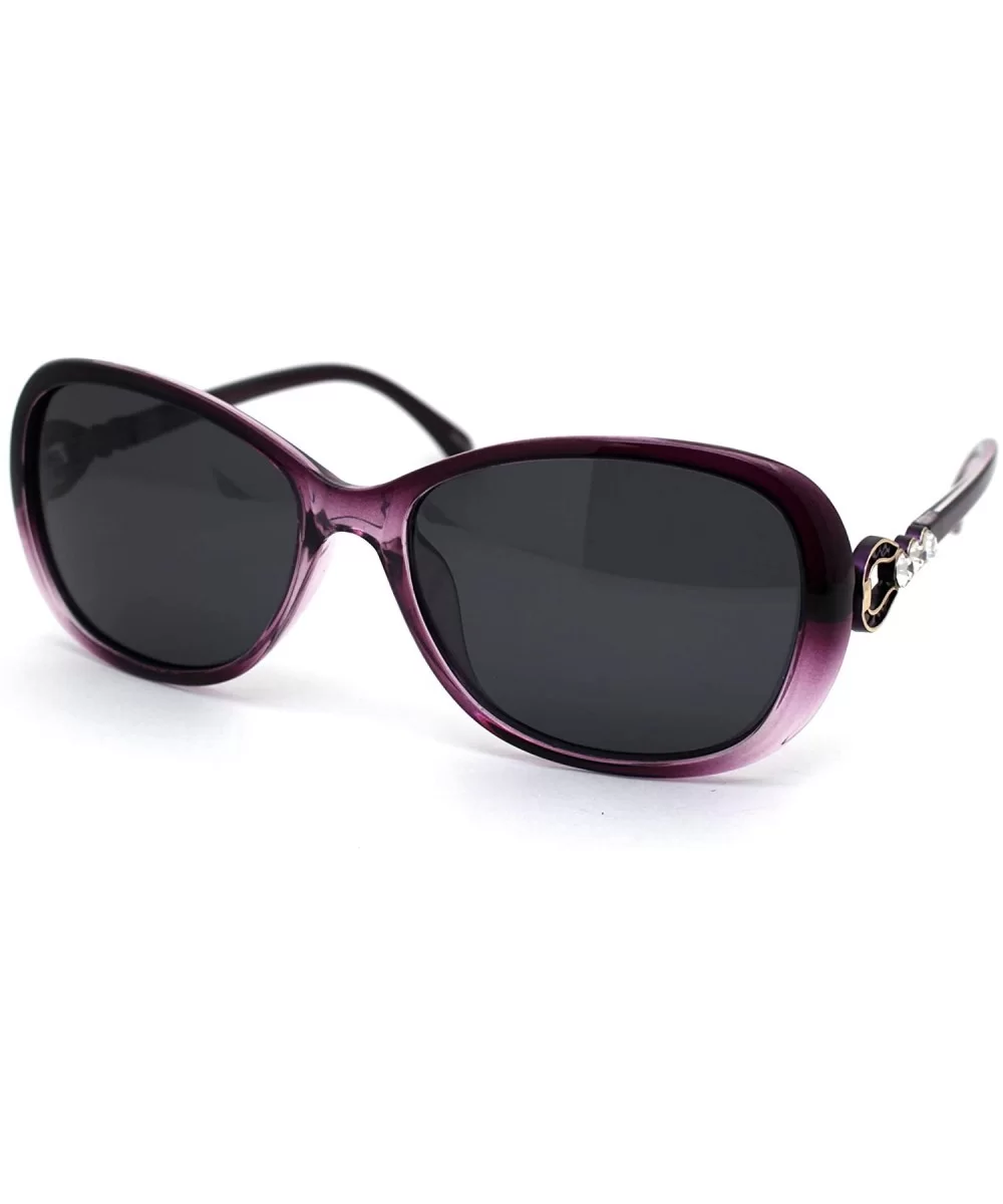 Polarized Womens Rhinestone Jewel Hinge Diva Sunglasses - Purple Black - CV18ZMEWKLT $8.81 Butterfly