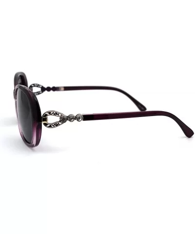 Polarized Womens Rhinestone Jewel Hinge Diva Sunglasses - Purple Black - CV18ZMEWKLT $8.81 Butterfly