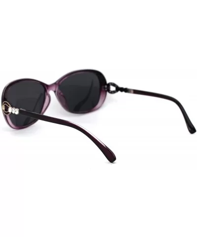 Polarized Womens Rhinestone Jewel Hinge Diva Sunglasses - Purple Black - CV18ZMEWKLT $8.81 Butterfly