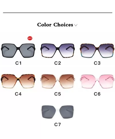 Fashion Women Oversize Sunglasses Gradient Plastic Er Female Sun Glasses UV400 Lentes De Sol Mujer - Leopard Blue - CC199CLAM...