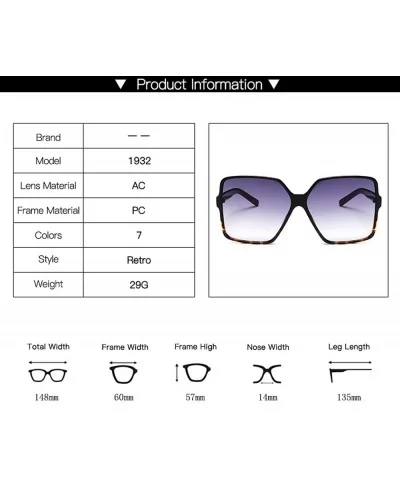 Fashion Women Oversize Sunglasses Gradient Plastic Er Female Sun Glasses UV400 Lentes De Sol Mujer - Leopard Blue - CC199CLAM...