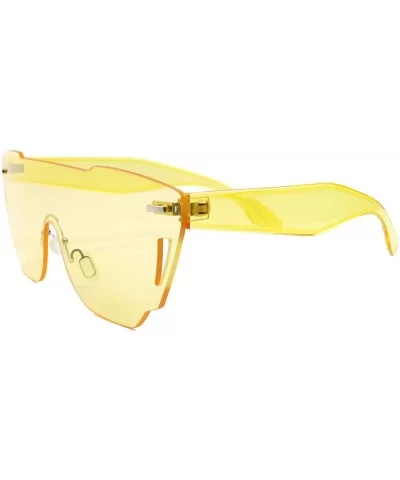 Slick Retro Futuristic Mens Womens One Piece Lens Sunglasses - Yellow - CR18T3D8R66 $11.11 Shield