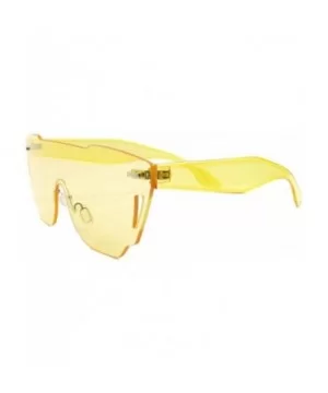 Slick Retro Futuristic Mens Womens One Piece Lens Sunglasses - Yellow - CR18T3D8R66 $11.11 Shield