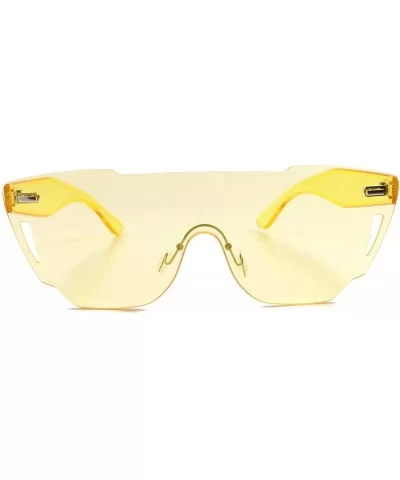 Slick Retro Futuristic Mens Womens One Piece Lens Sunglasses - Yellow - CR18T3D8R66 $11.11 Shield