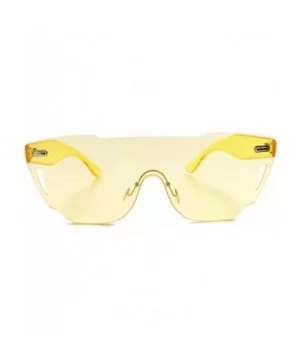 Slick Retro Futuristic Mens Womens One Piece Lens Sunglasses - Yellow - CR18T3D8R66 $11.11 Shield