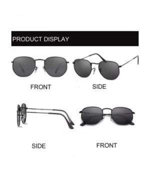 Men Women Polarized Sunglasses Small Square Hexagonal Polygon Sun Glasses - Black Frame/Grey Lens - CJ18HYE8YZO $9.68 Oversized