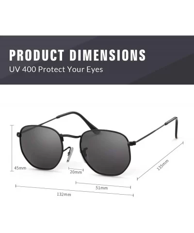 Men Women Polarized Sunglasses Small Square Hexagonal Polygon Sun Glasses - Black Frame/Grey Lens - CJ18HYE8YZO $9.68 Oversized