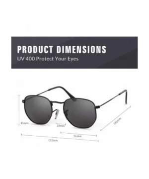 Men Women Polarized Sunglasses Small Square Hexagonal Polygon Sun Glasses - Black Frame/Grey Lens - CJ18HYE8YZO $9.68 Oversized