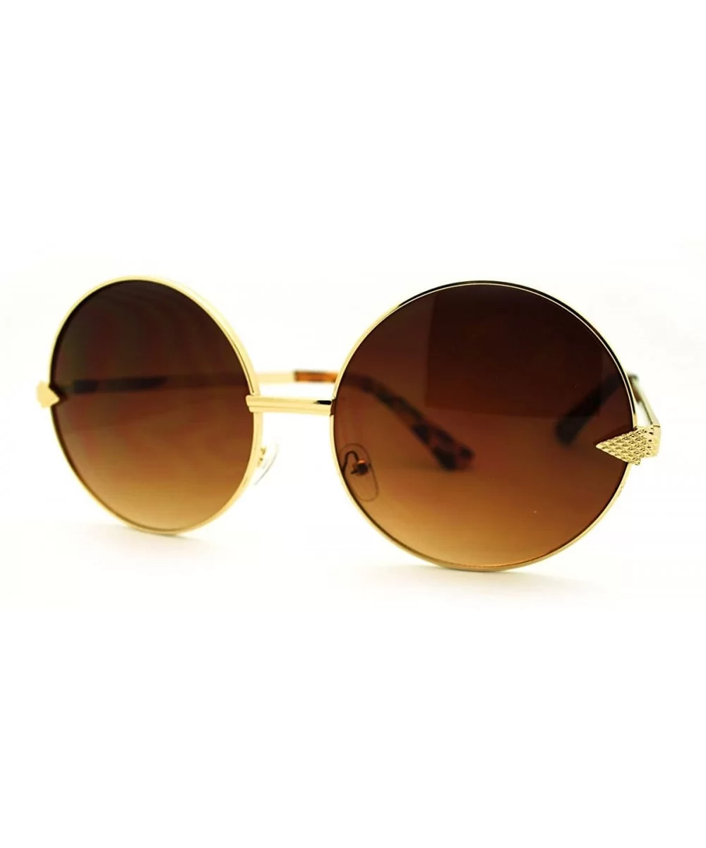 Super Oversized Round Circle Sunglasses Arrow Design Metal Frame - Gold - CP11FSFDY75 $8.08 Oversized