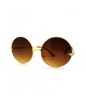 Super Oversized Round Circle Sunglasses Arrow Design Metal Frame - Gold - CP11FSFDY75 $8.08 Oversized