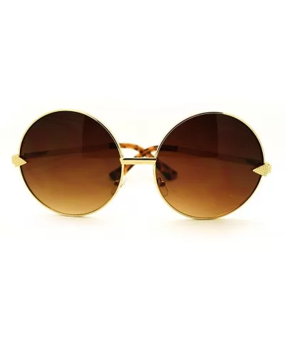 Super Oversized Round Circle Sunglasses Arrow Design Metal Frame - Gold - CP11FSFDY75 $8.08 Oversized