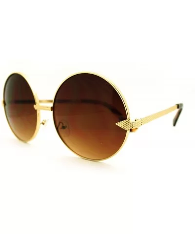 Super Oversized Round Circle Sunglasses Arrow Design Metal Frame - Gold - CP11FSFDY75 $8.08 Oversized