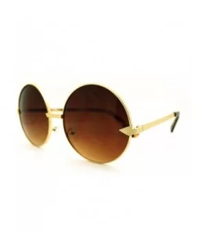 Super Oversized Round Circle Sunglasses Arrow Design Metal Frame - Gold - CP11FSFDY75 $8.08 Oversized