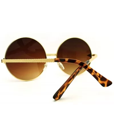 Super Oversized Round Circle Sunglasses Arrow Design Metal Frame - Gold - CP11FSFDY75 $8.08 Oversized