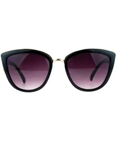 Runway Fashion Metal Bridge Trim Oversized Cat Eye Sunglasses - Black Gold - CD11ARF9WPN $6.80 Cat Eye