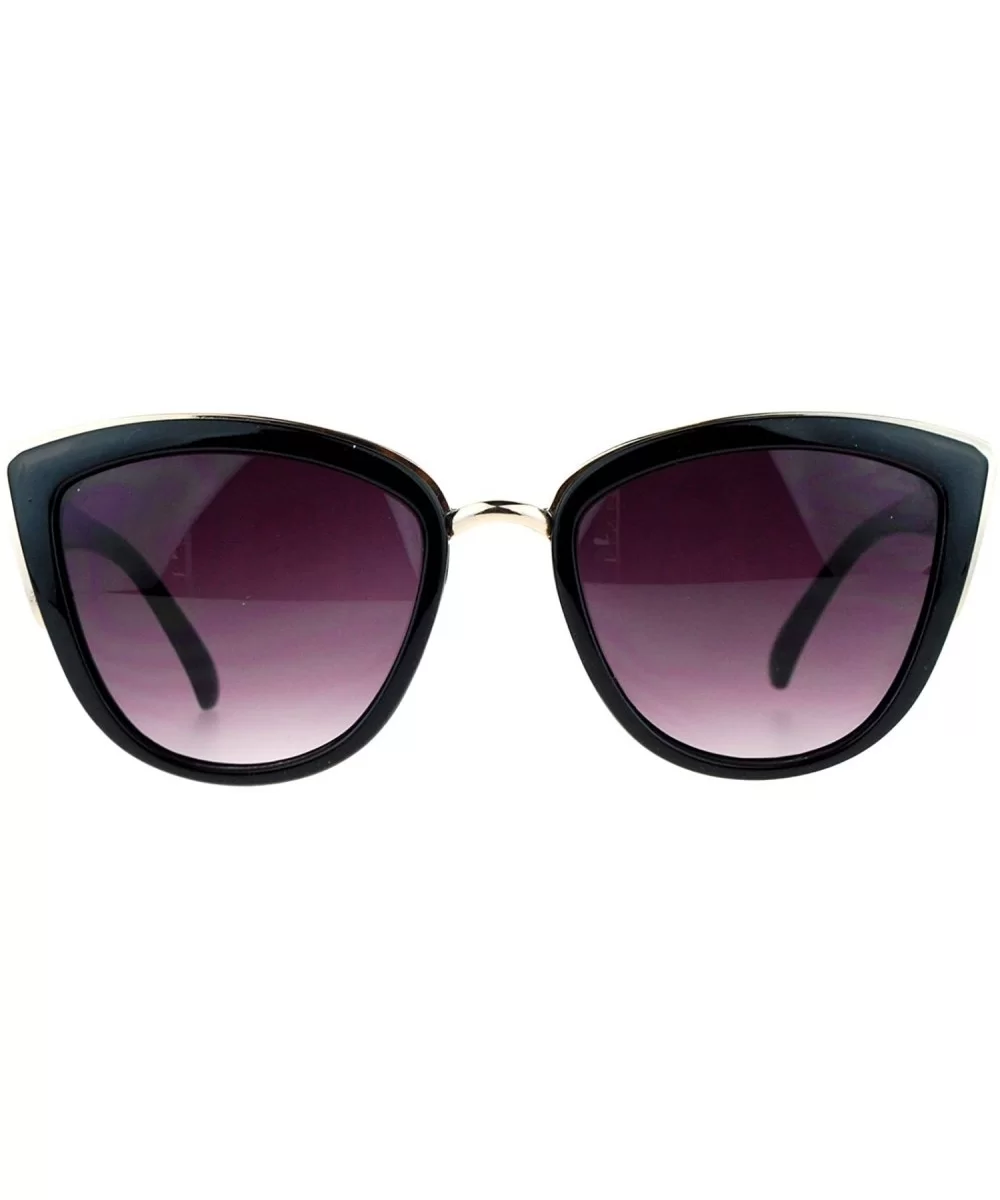 Runway Fashion Metal Bridge Trim Oversized Cat Eye Sunglasses - Black Gold - CD11ARF9WPN $6.80 Cat Eye