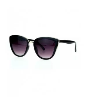 Runway Fashion Metal Bridge Trim Oversized Cat Eye Sunglasses - Black Gold - CD11ARF9WPN $6.80 Cat Eye