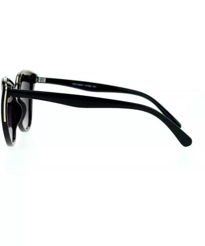 Runway Fashion Metal Bridge Trim Oversized Cat Eye Sunglasses - Black Gold - CD11ARF9WPN $6.80 Cat Eye