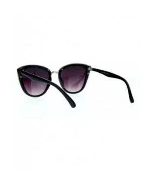 Runway Fashion Metal Bridge Trim Oversized Cat Eye Sunglasses - Black Gold - CD11ARF9WPN $6.80 Cat Eye