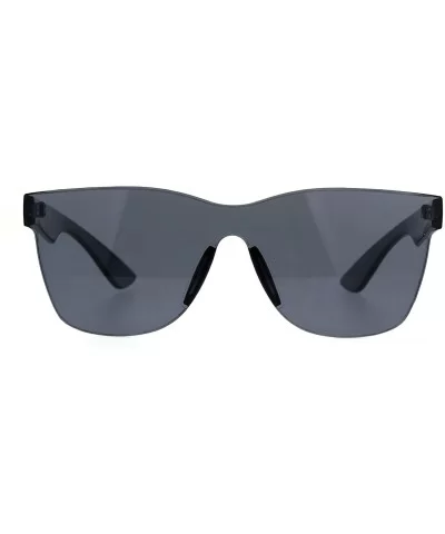 Solid Flat Panel Rimless Color Horn Rim Hipster Plastic Sunglasses - Black - CQ1884A2SA9 $6.96 Rectangular