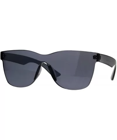 Solid Flat Panel Rimless Color Horn Rim Hipster Plastic Sunglasses - Black - CQ1884A2SA9 $6.96 Rectangular