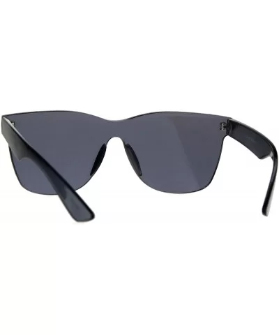 Solid Flat Panel Rimless Color Horn Rim Hipster Plastic Sunglasses - Black - CQ1884A2SA9 $6.96 Rectangular