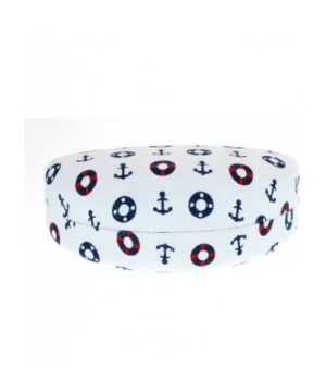 Sunglasses & Glasses Protective Hard Case Half Oval Sailor Print Fabric - White - C01876T2NHI $8.55 Oval