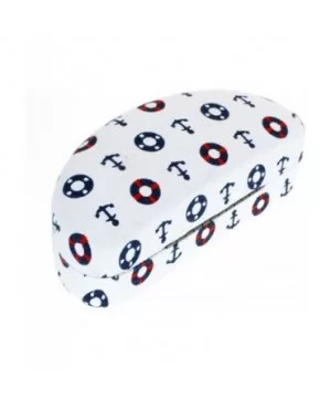 Sunglasses & Glasses Protective Hard Case Half Oval Sailor Print Fabric - White - C01876T2NHI $8.55 Oval