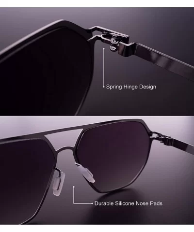 Aero Push Premium Designer Men Women Flat Lens Thin Metal Aviator Sunglasses - Smoke Gunmetal - CZ199LY79SS $20.78 Round