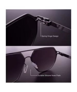 Aero Push Premium Designer Men Women Flat Lens Thin Metal Aviator Sunglasses - Smoke Gunmetal - CZ199LY79SS $20.78 Round