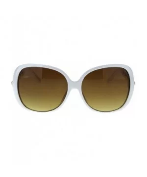 Womens Pearl Jewel Arm Thick Plastic Butterfly Diva Sunglasses - White Brown - CR18TCLO8DI $10.98 Butterfly