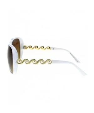 Womens Pearl Jewel Arm Thick Plastic Butterfly Diva Sunglasses - White Brown - CR18TCLO8DI $10.98 Butterfly