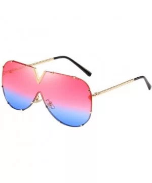 Fashion Metal Sunglasses for Men and Women for Driving Traveling Beach - Pink&blue - CM18DM3UONQ $11.84 Sport