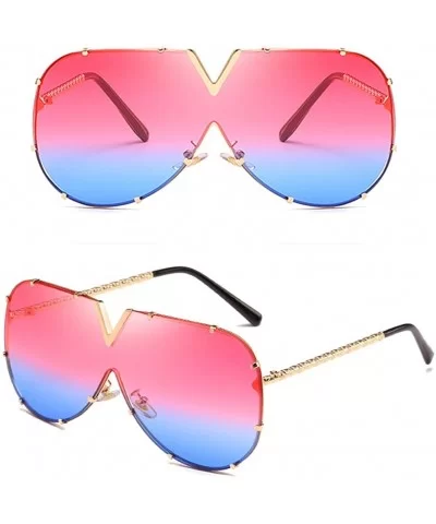 Fashion Metal Sunglasses for Men and Women for Driving Traveling Beach - Pink&blue - CM18DM3UONQ $11.84 Sport