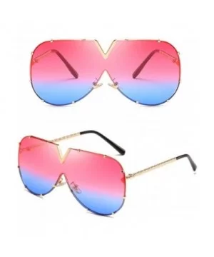 Fashion Metal Sunglasses for Men and Women for Driving Traveling Beach - Pink&blue - CM18DM3UONQ $11.84 Sport