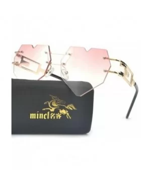 Womens Designer Cute Rimless Love Heart Shaped Sunglasses - Gold-pink - CD1824AK46Q $10.27 Round