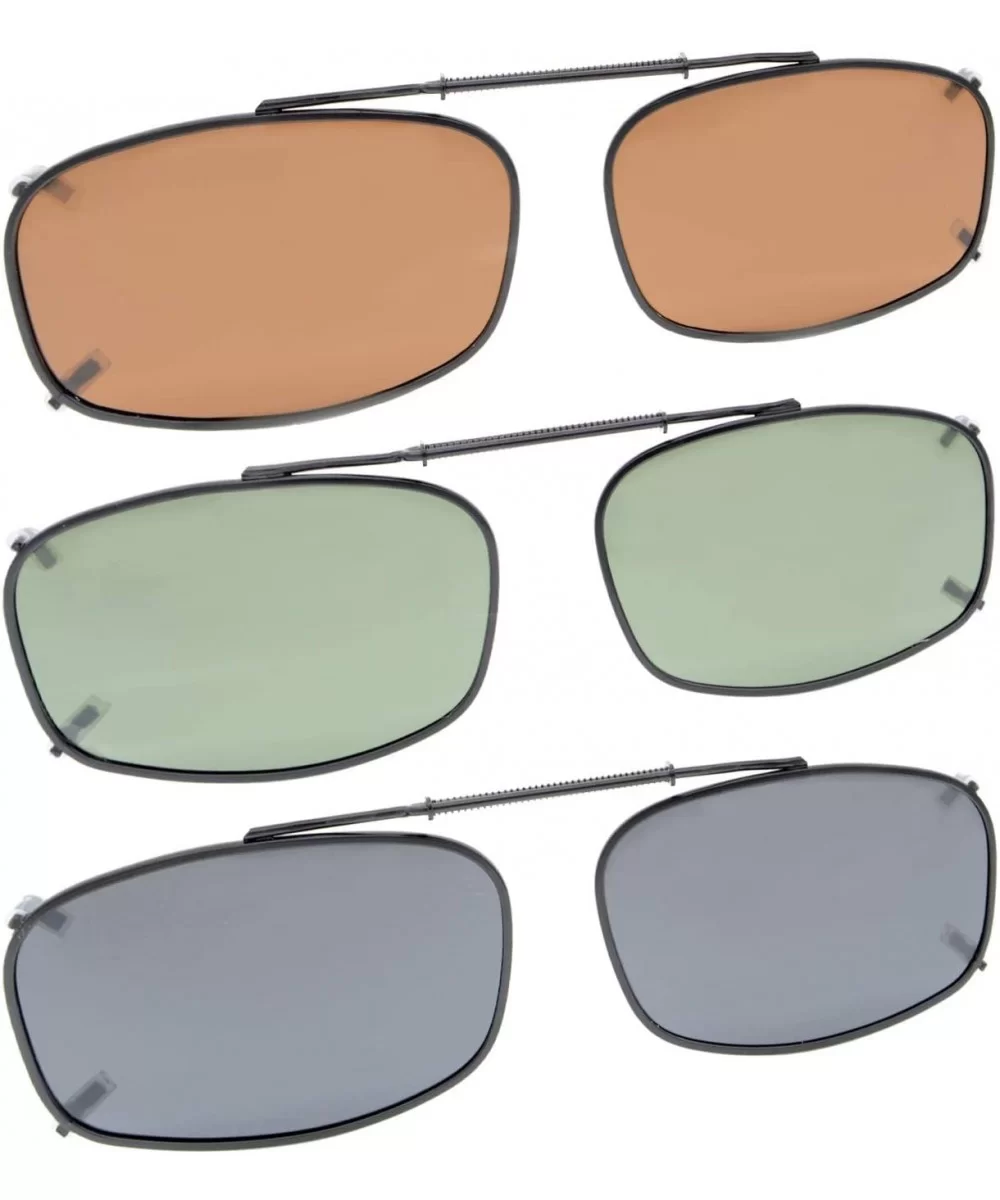 Large Polarized Clip On Sunglasses 60mm Wide x 42mm Height Millimeters - Mix - CB18Z5AUCU5 $10.76 Square